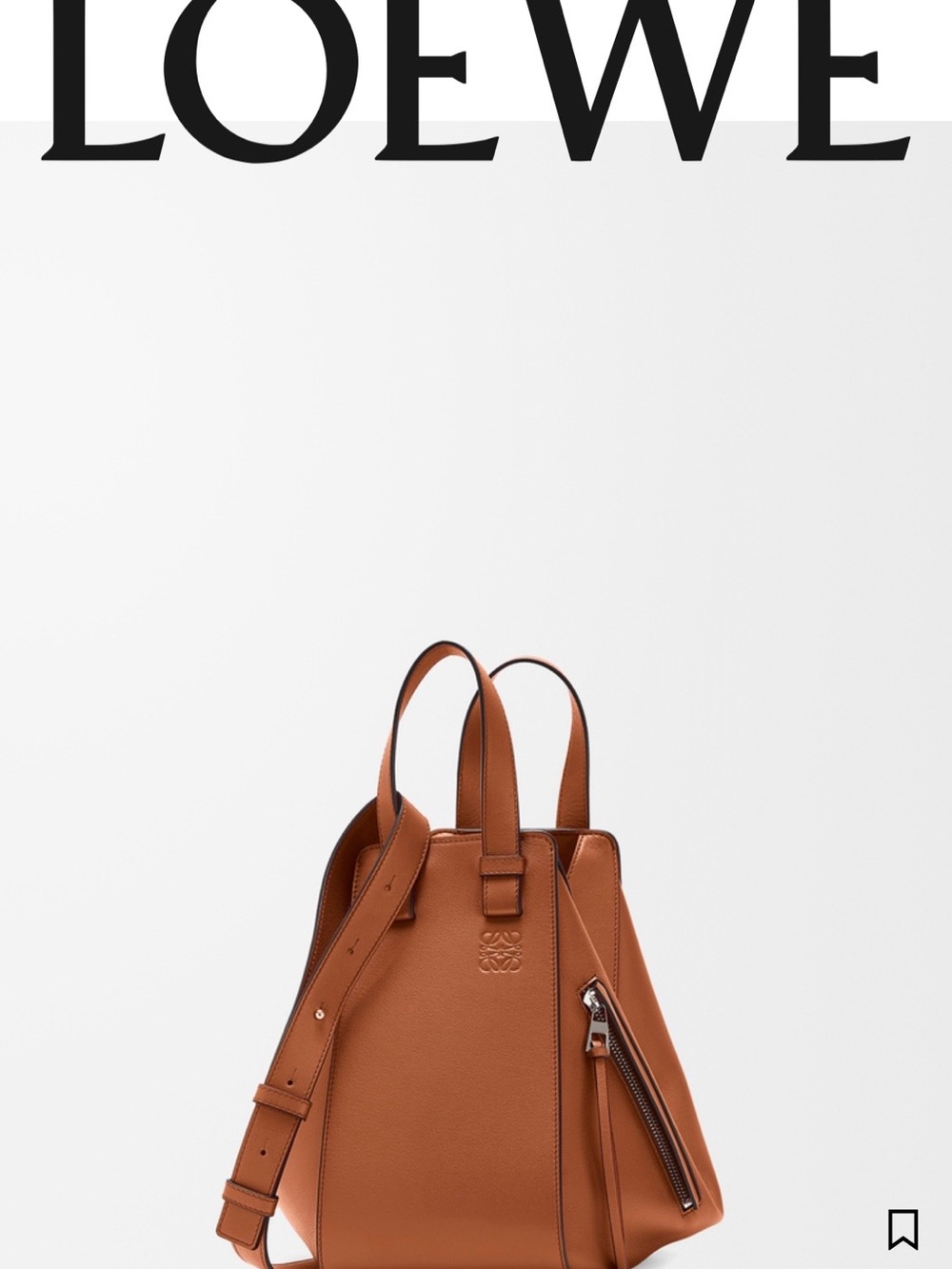 Authentic Loewe Small Hammock bag in classic calfskin